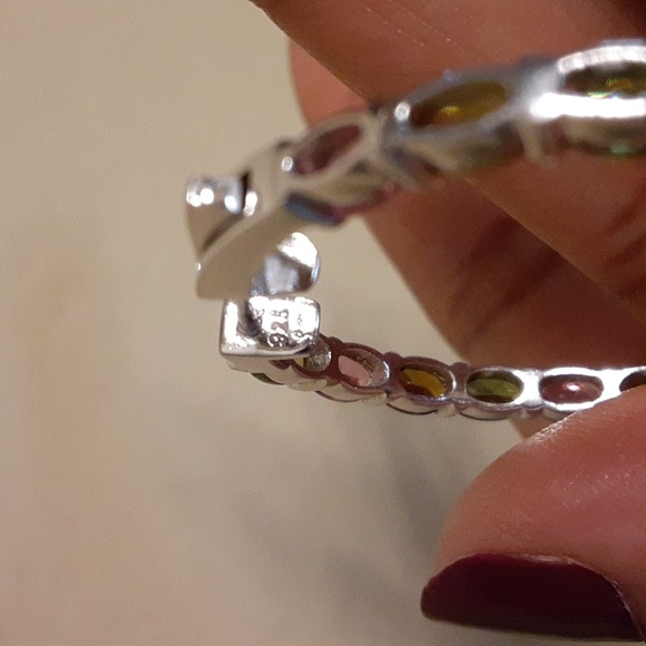 925 Genuine Multi Tourmaline,  Inside Outside Hoop Earrings. Price Is FIRM. - Picture 9 of 9
